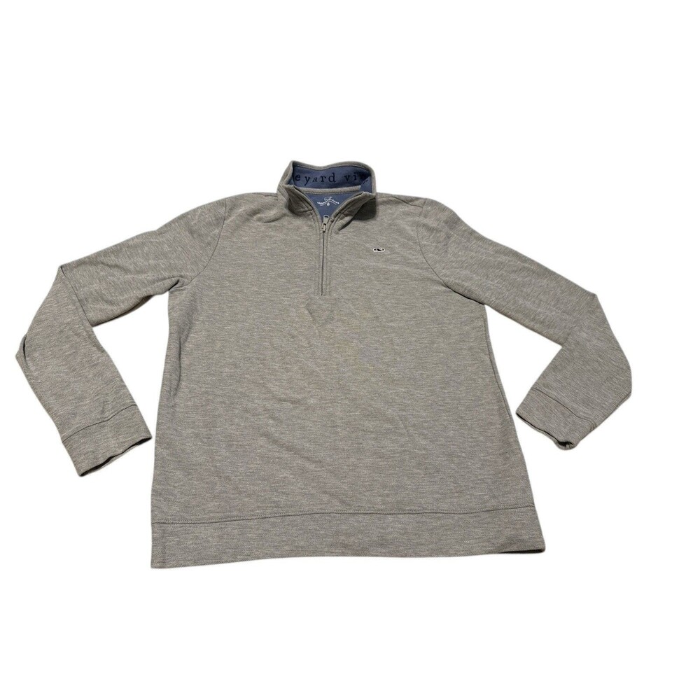 Vineyard Vines Saltwater Quarter Zip Shirt Boy’s XL 18 Gray Long Sleeve
